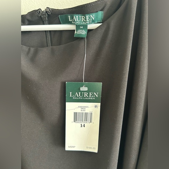 Lauren Ralph Lauren Black Beaded Cuff Draped Dress Size 14 NWT - Picture 5 of 7